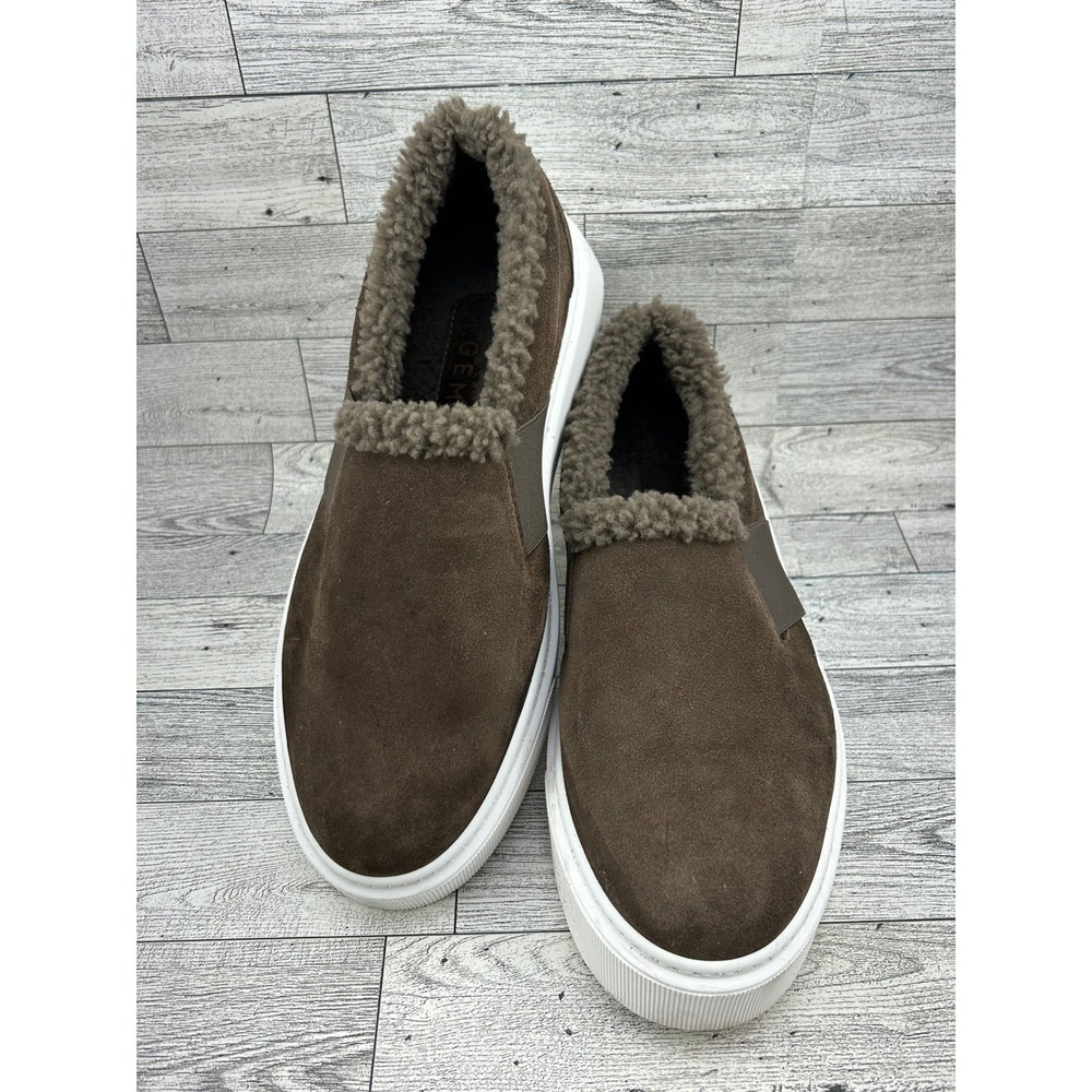 M.Gemi Brown Suede Faux Fur Lined Platform Slip On Sneakers Italy Women Size 41